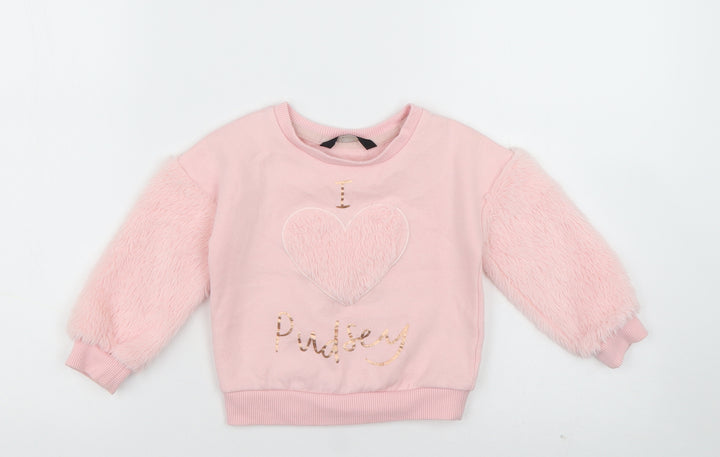 George Girls Pink  Cotton Pullover Jumper Size 12-18 Months  Pullover - I Love Pudsey