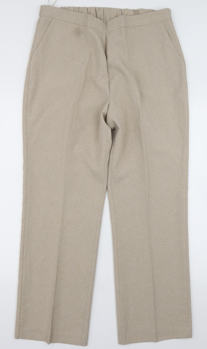 vonmarch Womens Brown Polyester Trousers Size 16 L30 in Regular