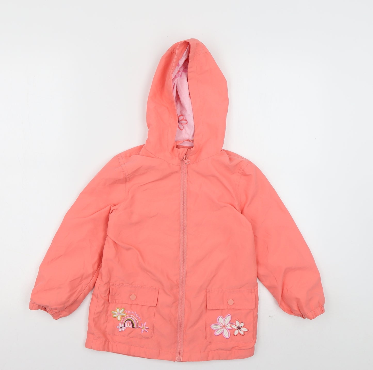 George Girls Pink Floral  Basic Jacket Jacket Size 5-6 Years  Zip