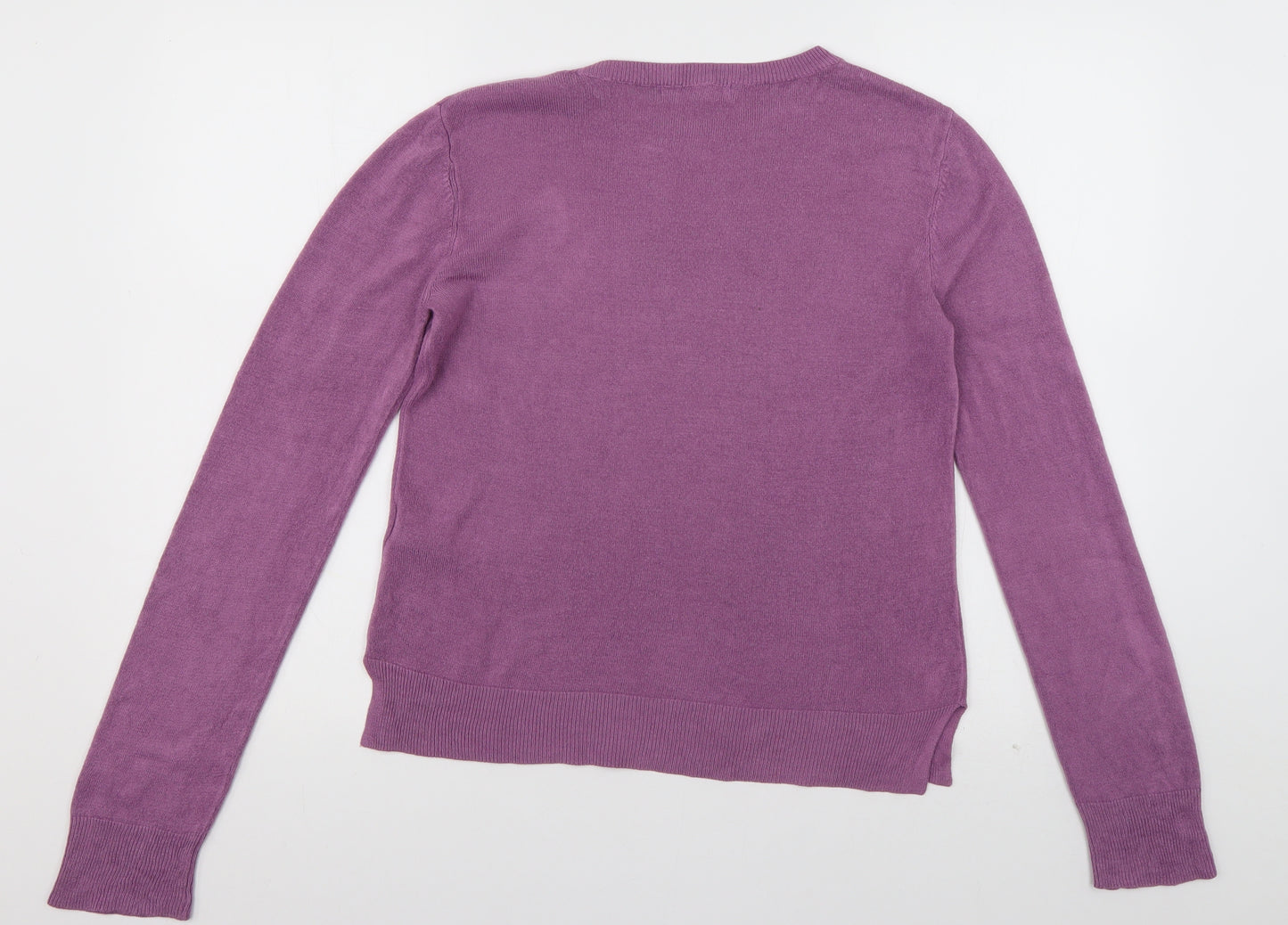 Marks and Spencer Womens Purple Crew Neck  Acrylic Pullover Jumper Size 14