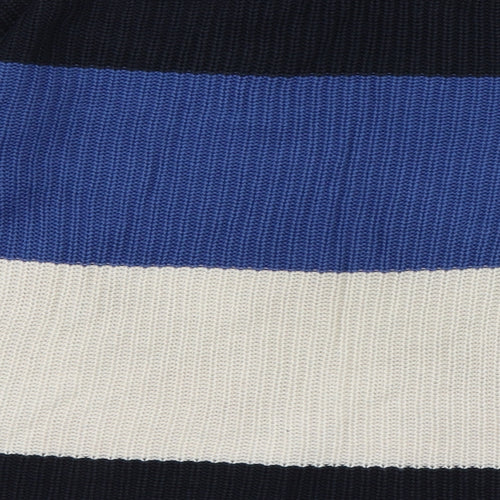 Matalan Womens Blue Crew Neck Striped Acrylic Pullover Jumper Size S