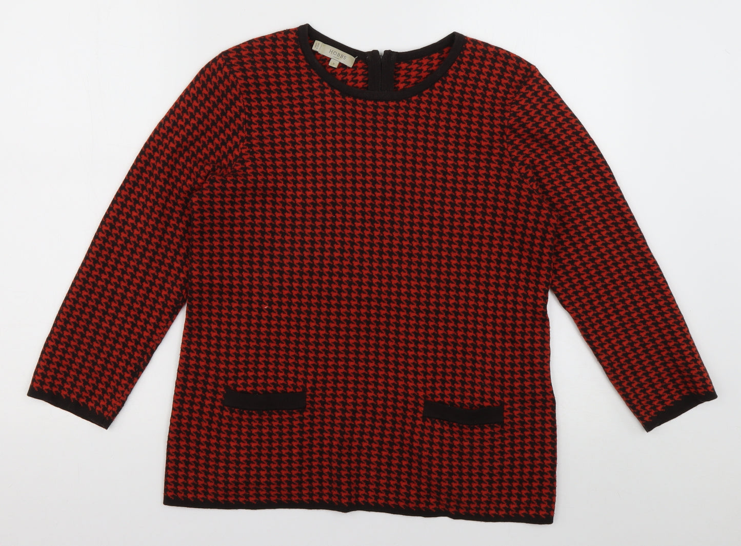 Hobbs Womens Orange Geometric Cotton Pullover Sweatshirt Size S  Zip