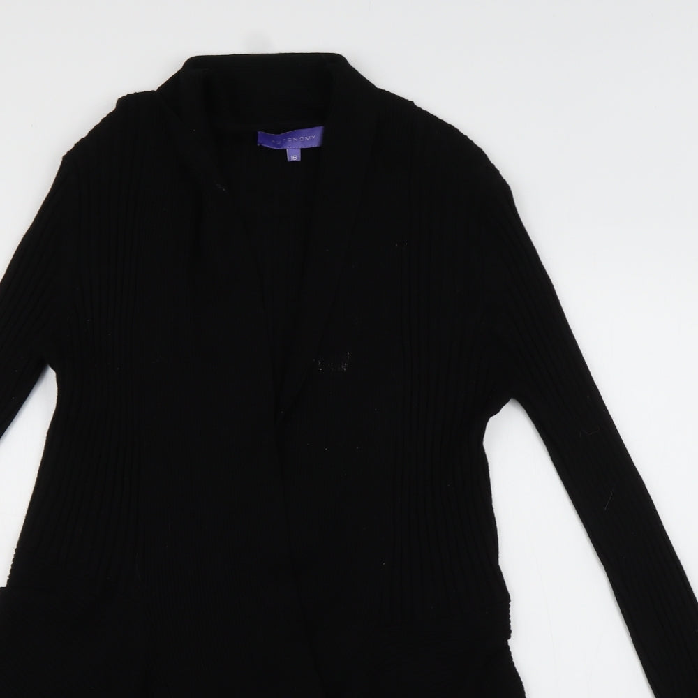 Autonomy Womens Black V-Neck  Viscose Cardigan Jumper Size 16