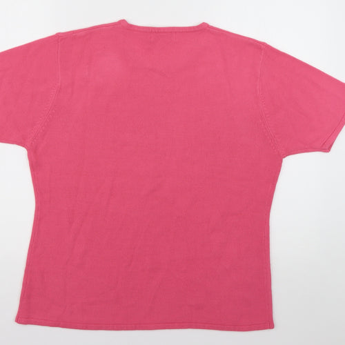 Fabrizo Womens Pink Floral Acrylic Pullover Sweatshirt Size L  Pullover