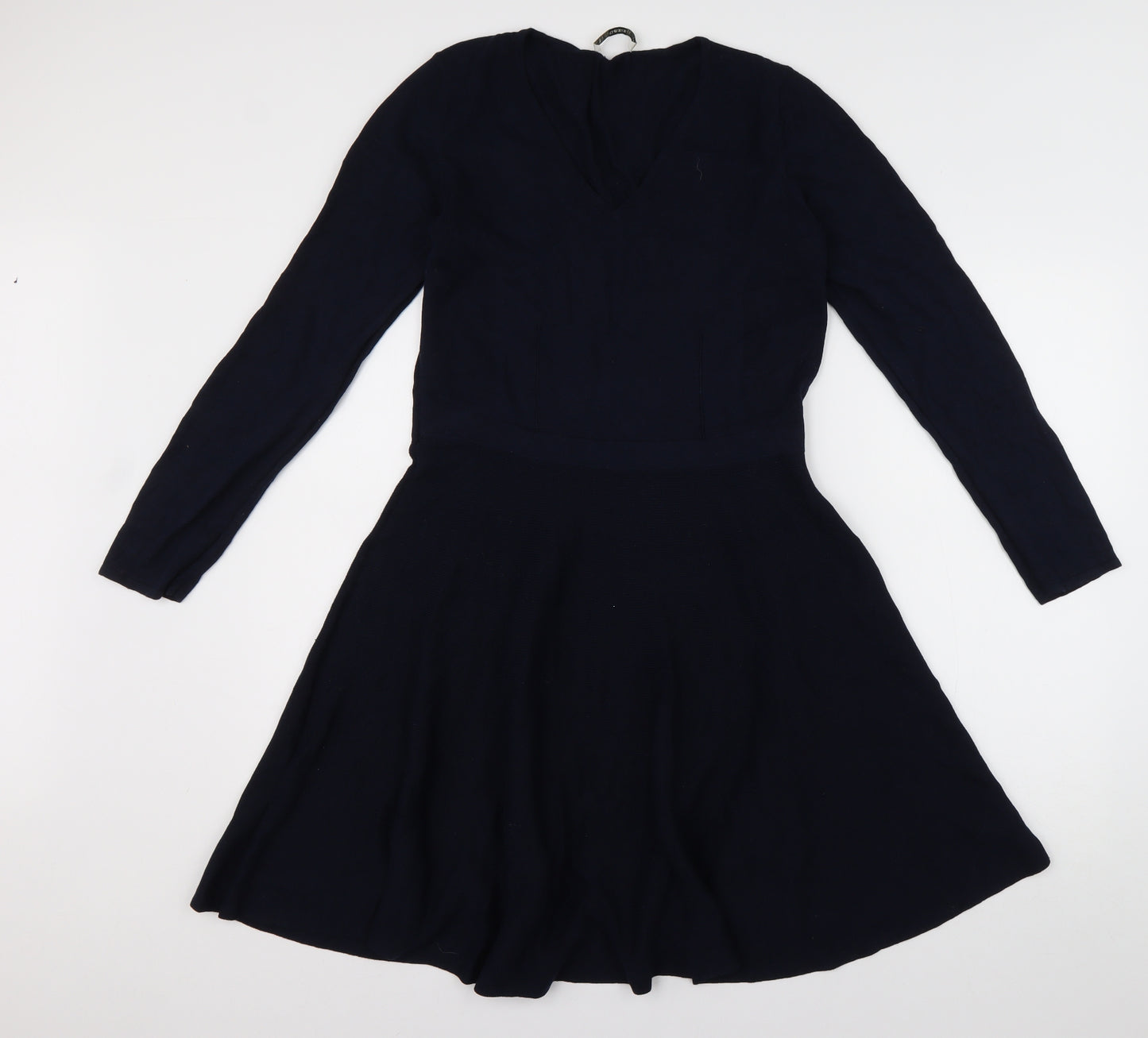 Oasis Womens Blue  Cotton A-Line  Size L  V-Neck Pullover