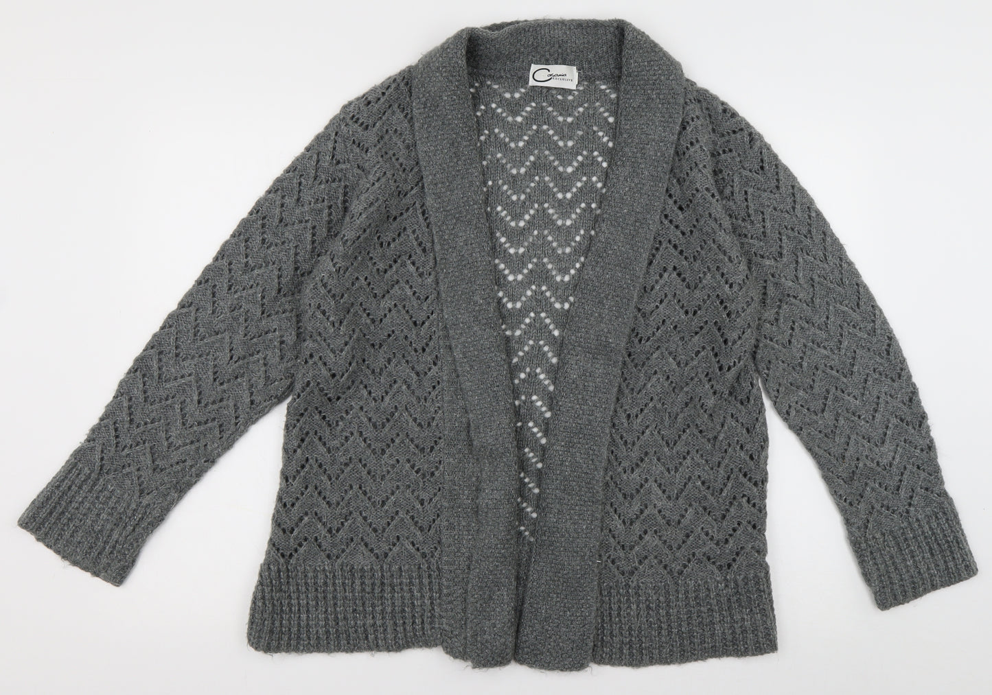 casamia Womens Green V-Neck Geometric Acrylic Cardigan Jumper Size M
