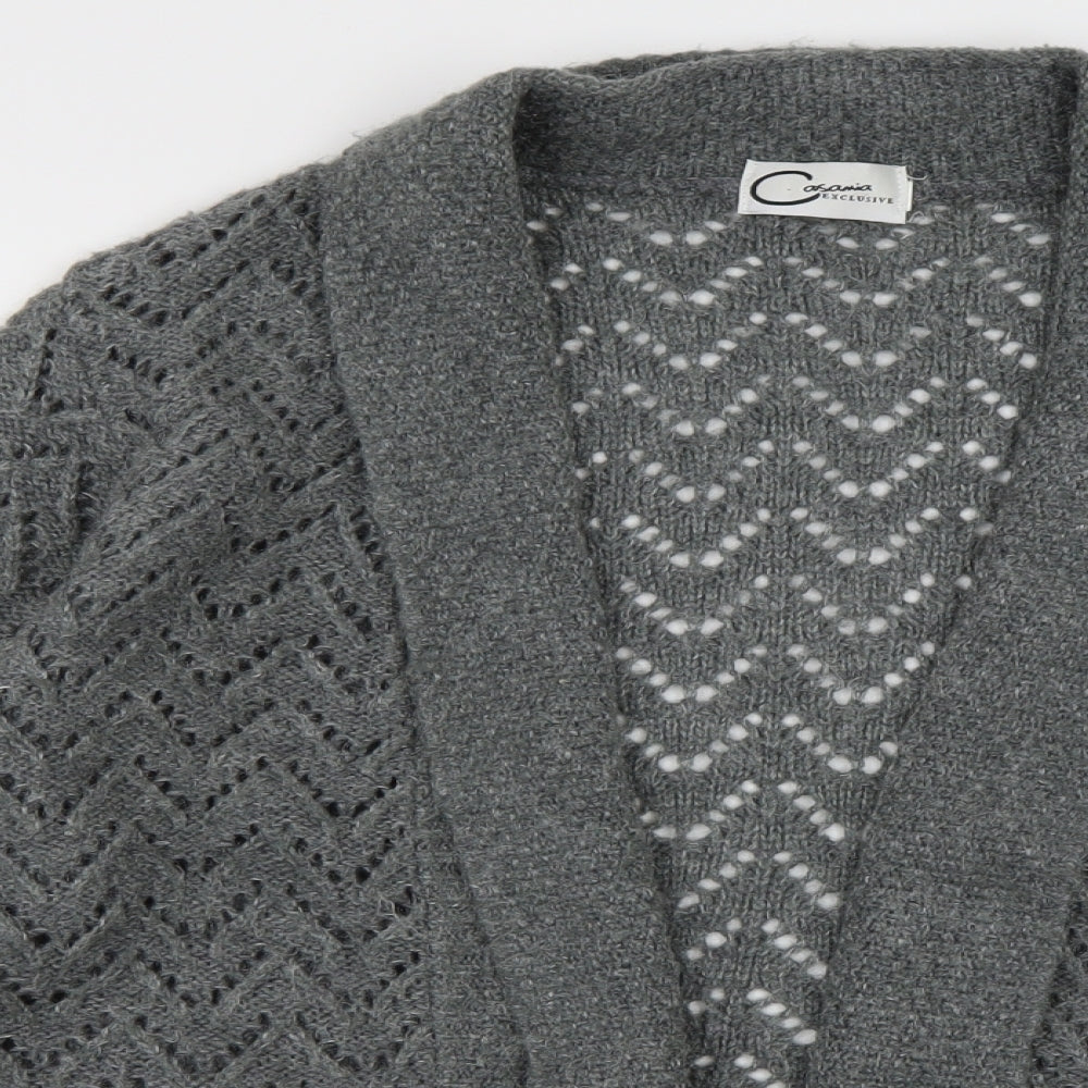 casamia Womens Green V-Neck Geometric Acrylic Cardigan Jumper Size M