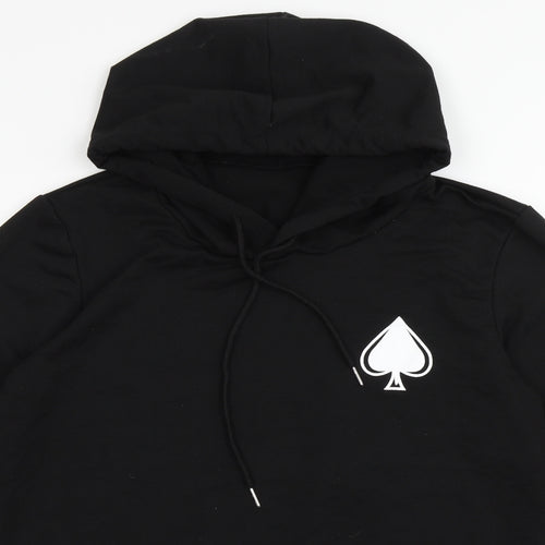 SheIn Womens Black  Cotton Pullover Hoodie Size M  Pullover - cards