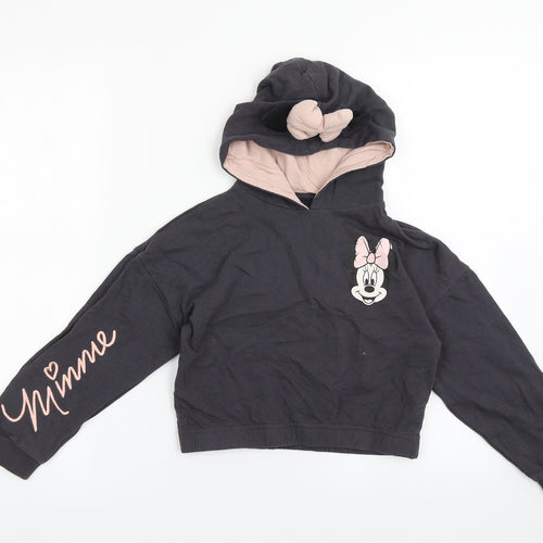 pep&co Girls Grey  Cotton Pullover Hoodie Size 8-9 Years  Pullover - Minnie Mouse