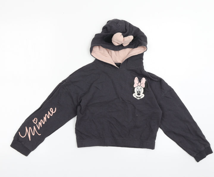 pep&co Girls Grey  Cotton Pullover Hoodie Size 8-9 Years  Pullover - Minnie Mouse