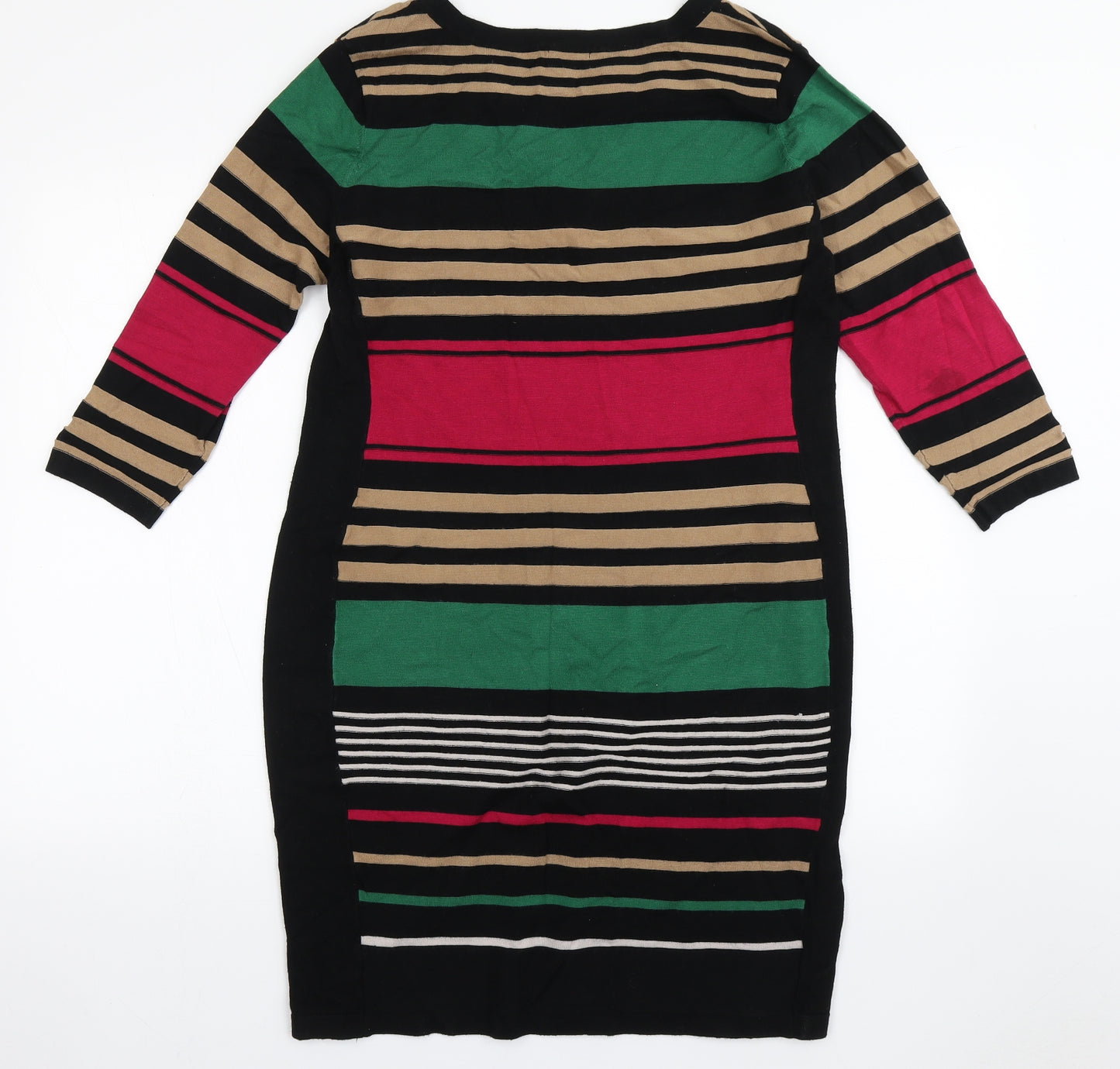 Phase Eight Womens Multicoloured Striped Viscose A-Line  Size 16  V-Neck Pullover
