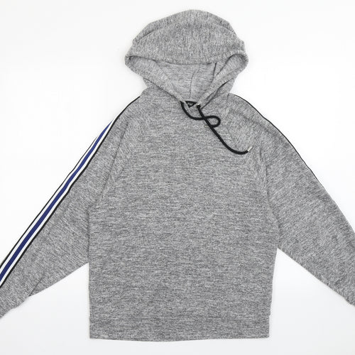F&F Womens Grey Striped Polyester Pullover Hoodie Size 8  Pullover