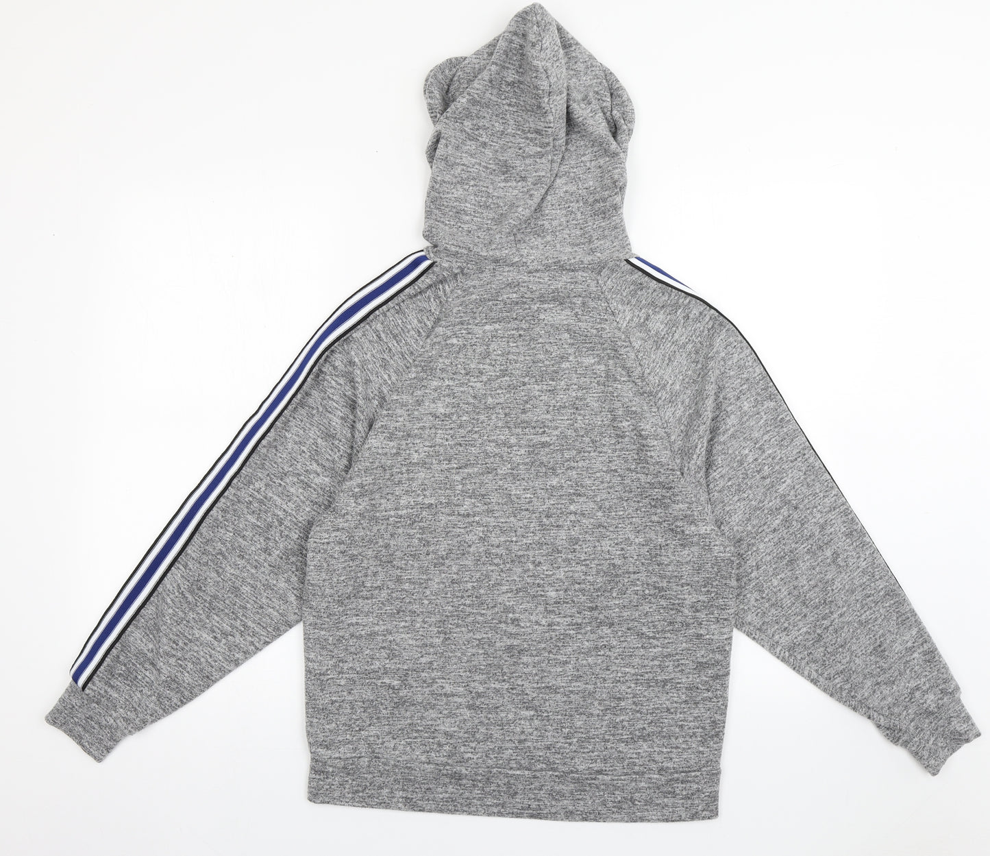 F&F Womens Grey Striped Polyester Pullover Hoodie Size 8  Pullover