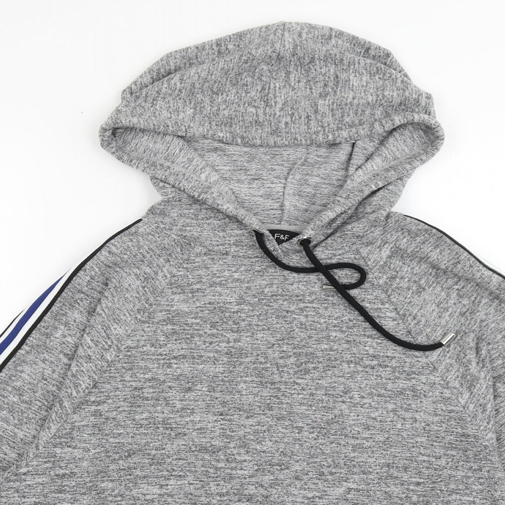 F&F Womens Grey Striped Polyester Pullover Hoodie Size 8  Pullover