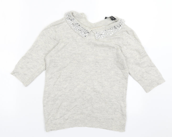Dorothy Perkins Womens Beige Nylon Pullover Size 8 Button