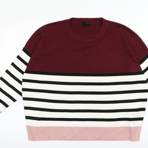 New Look Womens Multicoloured Striped Polyester Pullover Sweatshirt Size M  Pullover