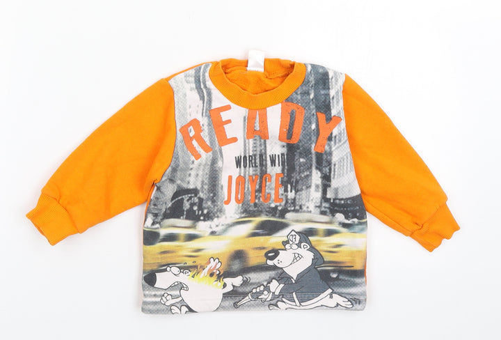 Joyce Boys Orange Cotton Pullover Jumper Size 6-9 Months Pullover