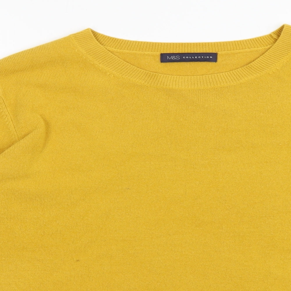 Marks and Spencer Womens Yellow Crew Neck  Acrylic Pullover Jumper Size 16
