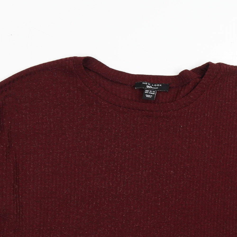 New Look Girls Purple  Polyester Basic Casual Size 14-15 Years Crew Neck Pullover