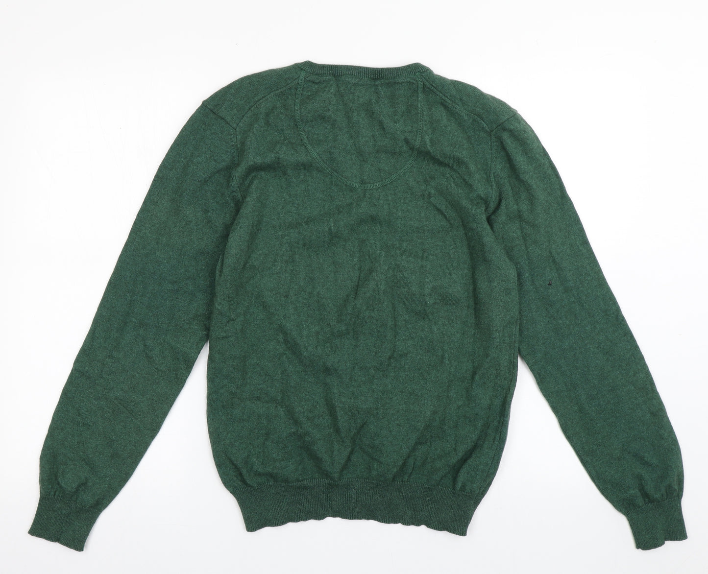 Samuel Windsor Mens Green V-Neck  Wool Pullover Jumper Size M