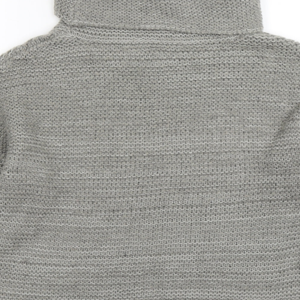 Stradivarius Womens Grey Roll Neck Argyle/Diamond Acrylic Pullover Jumper Size M