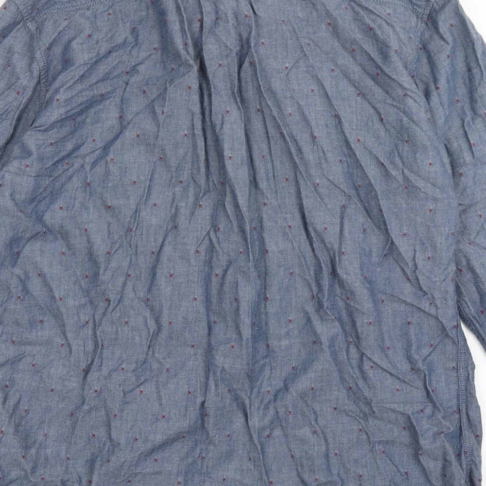 VANS Mens Blue Geometric Cotton  Button-Up Size M Collared Button