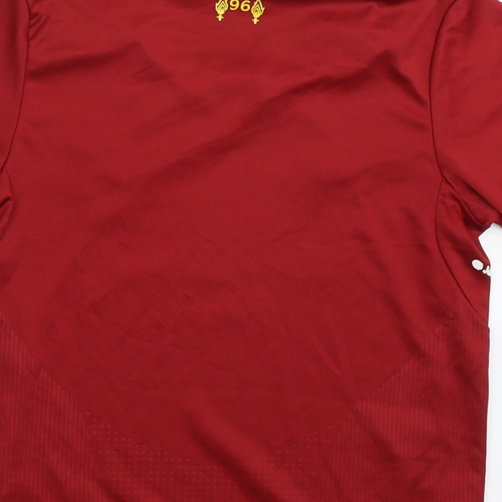New Balance Boys Red  Polyester Basic T-Shirt Size 5-6 Years V-Neck Pullover - Liverpool FC