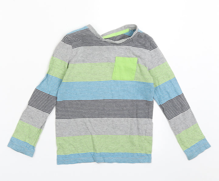 F&F Boys Grey Striped Cotton Basic Casual Size 5-6 Years Crew Neck Pullover