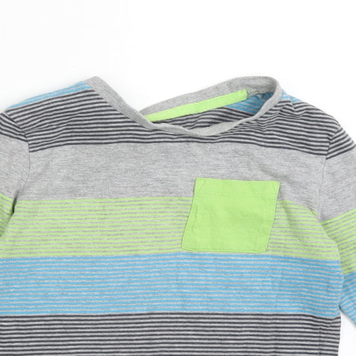 F&F Boys Grey Striped Cotton Basic Casual Size 5-6 Years Crew Neck Pullover
