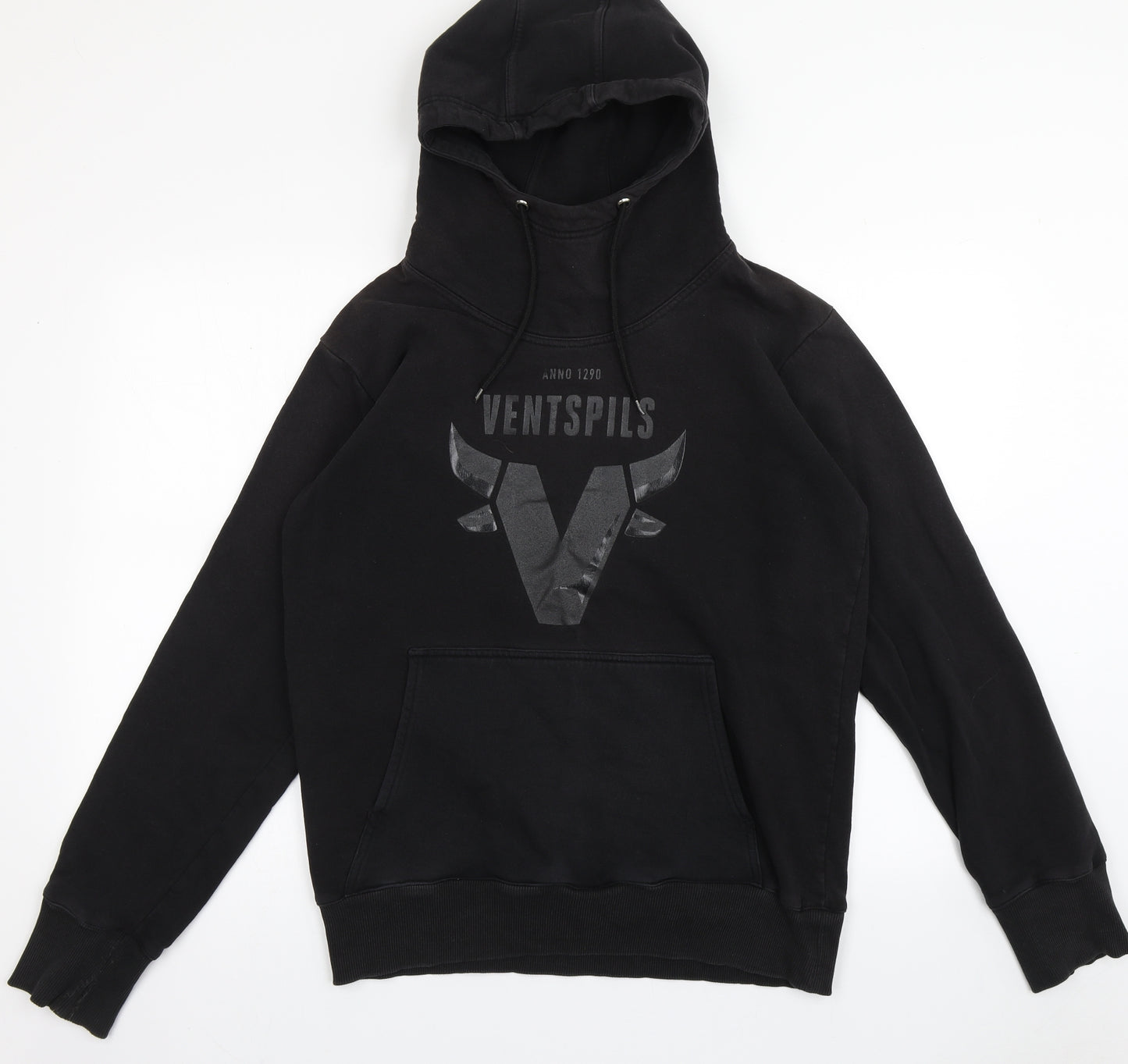 ventspil Mens Black  Cotton Pullover Hoodie Size XL