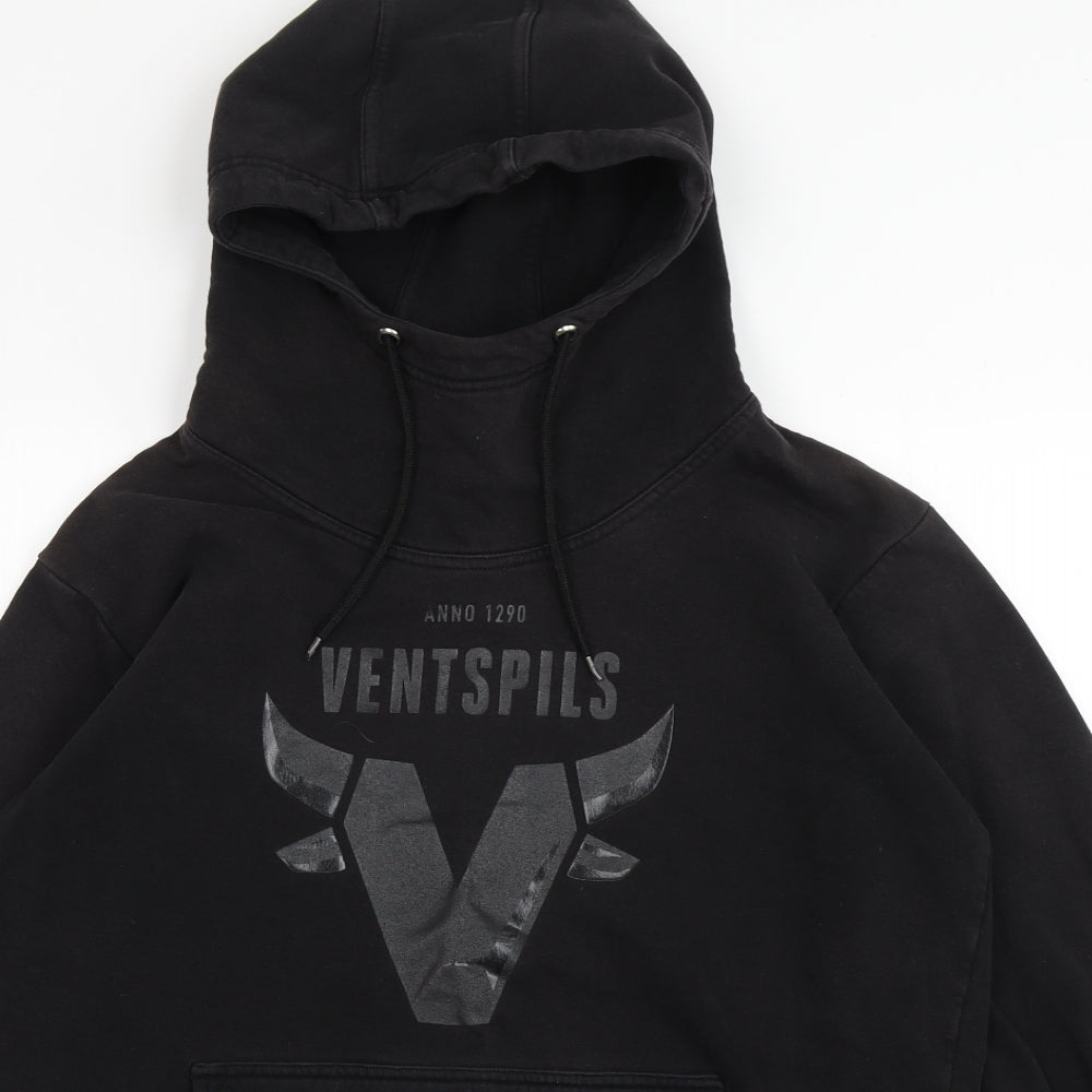 ventspil Mens Black  Cotton Pullover Hoodie Size XL