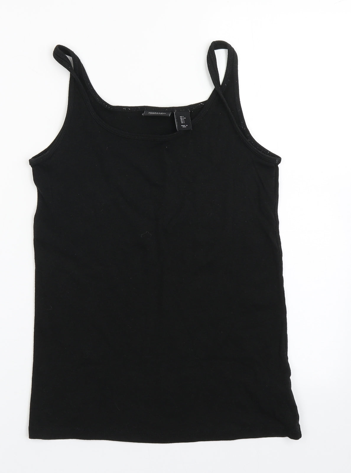 Jones & Co Womens Black  Cotton Basic Tank Size L Scoop Neck