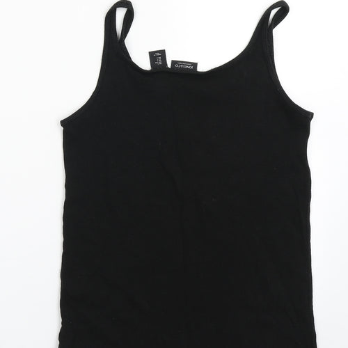 Jones & Co Womens Black  Cotton Basic Tank Size L Scoop Neck