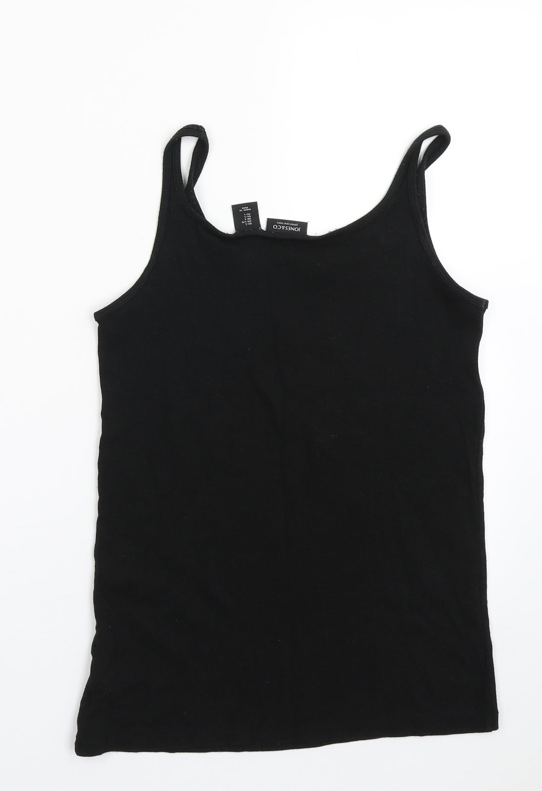 Jones & Co Womens Black  Cotton Basic Tank Size L Scoop Neck