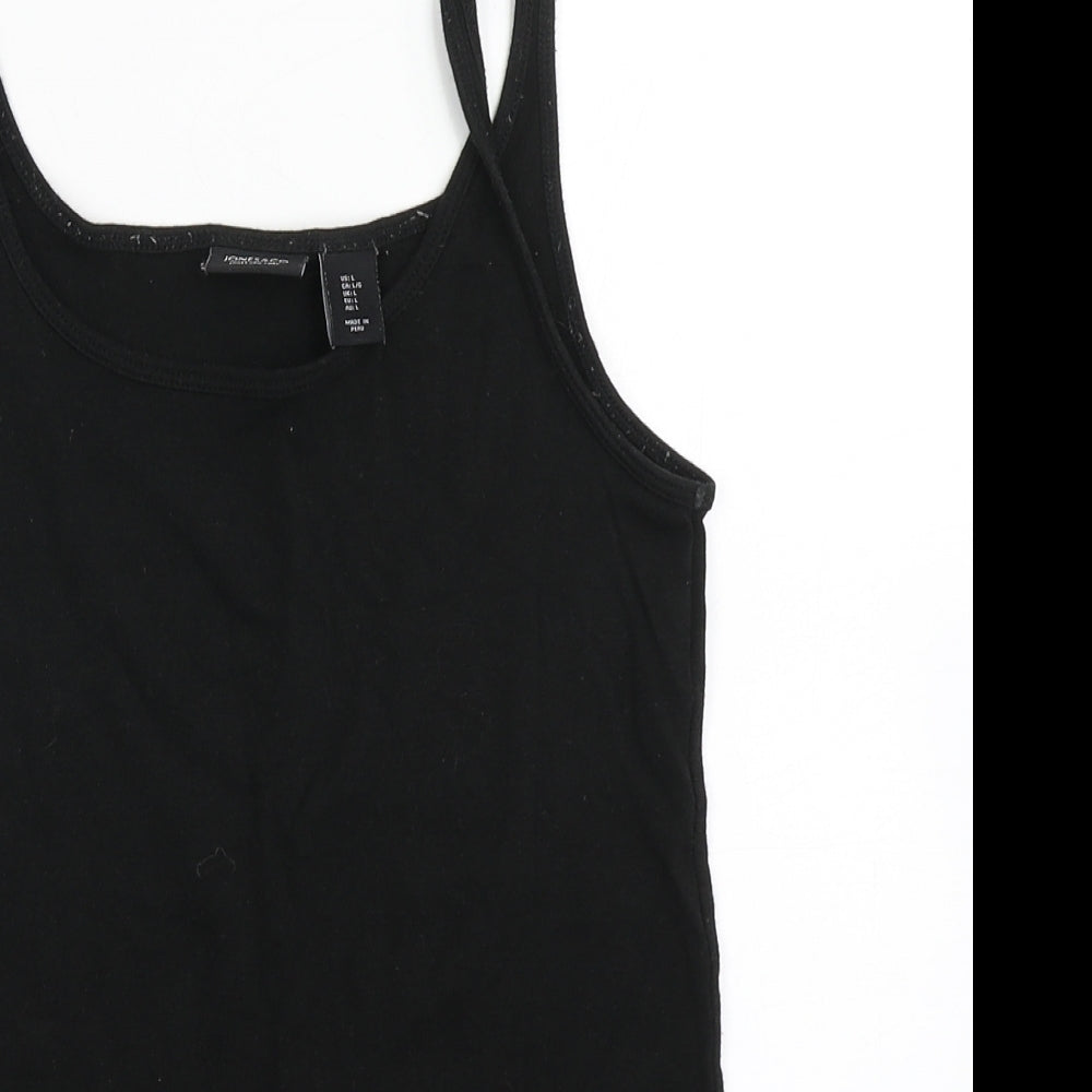 Jones & Co Womens Black  Cotton Basic Tank Size L Scoop Neck