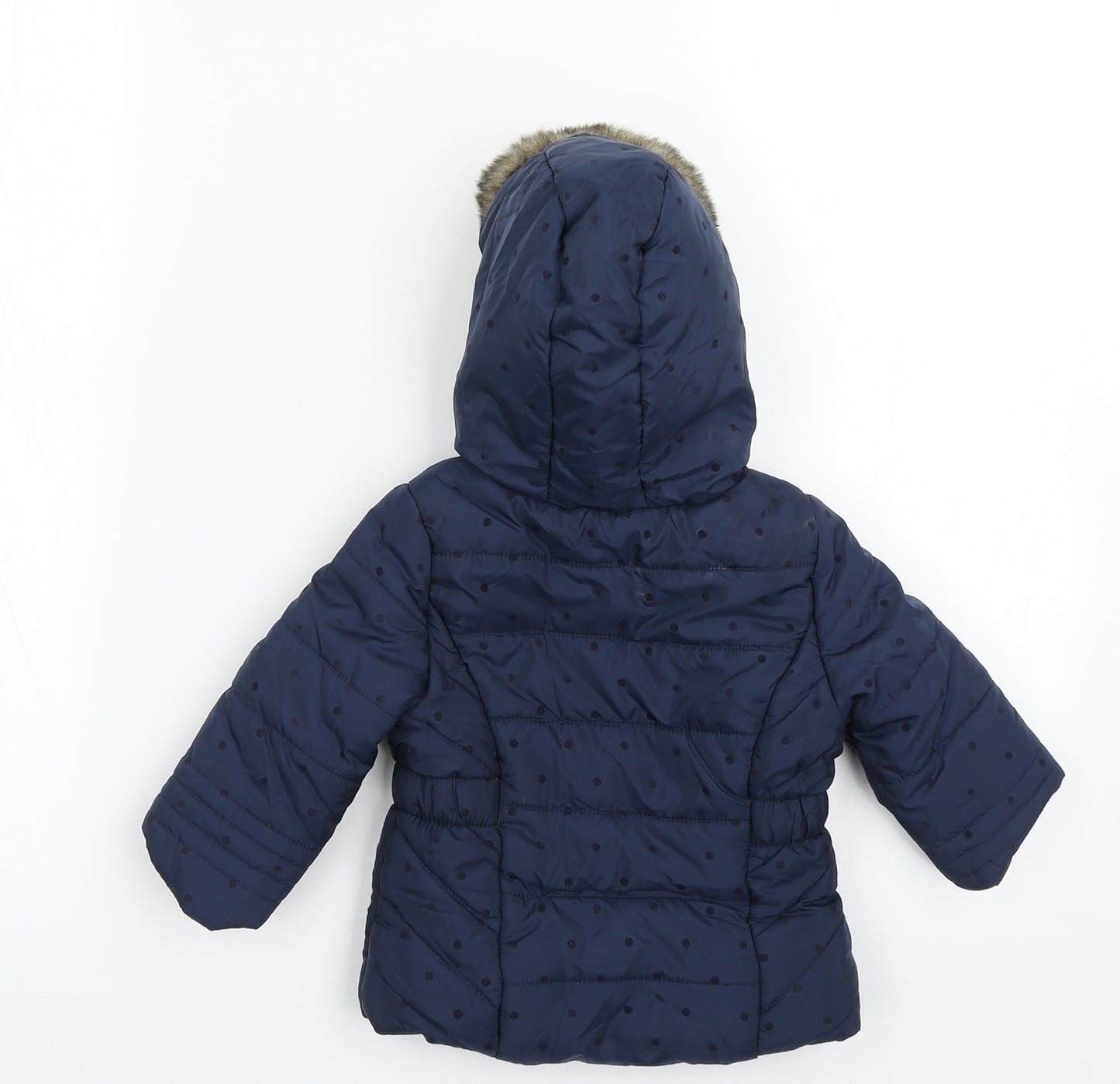 F&F Girls Blue Polka Dot  Basic Coat Coat Size 3-6 Months   Zip
