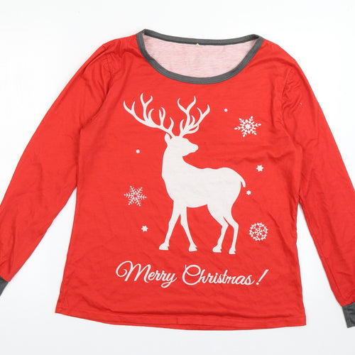 Preworn Womens Red  Polyester Pullover Sweatshirt Size M  Pullover - christmas