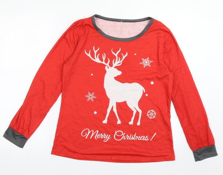 Preworn Womens Red Polyester Pullover Sweatshirt Size M Pullover - christmas