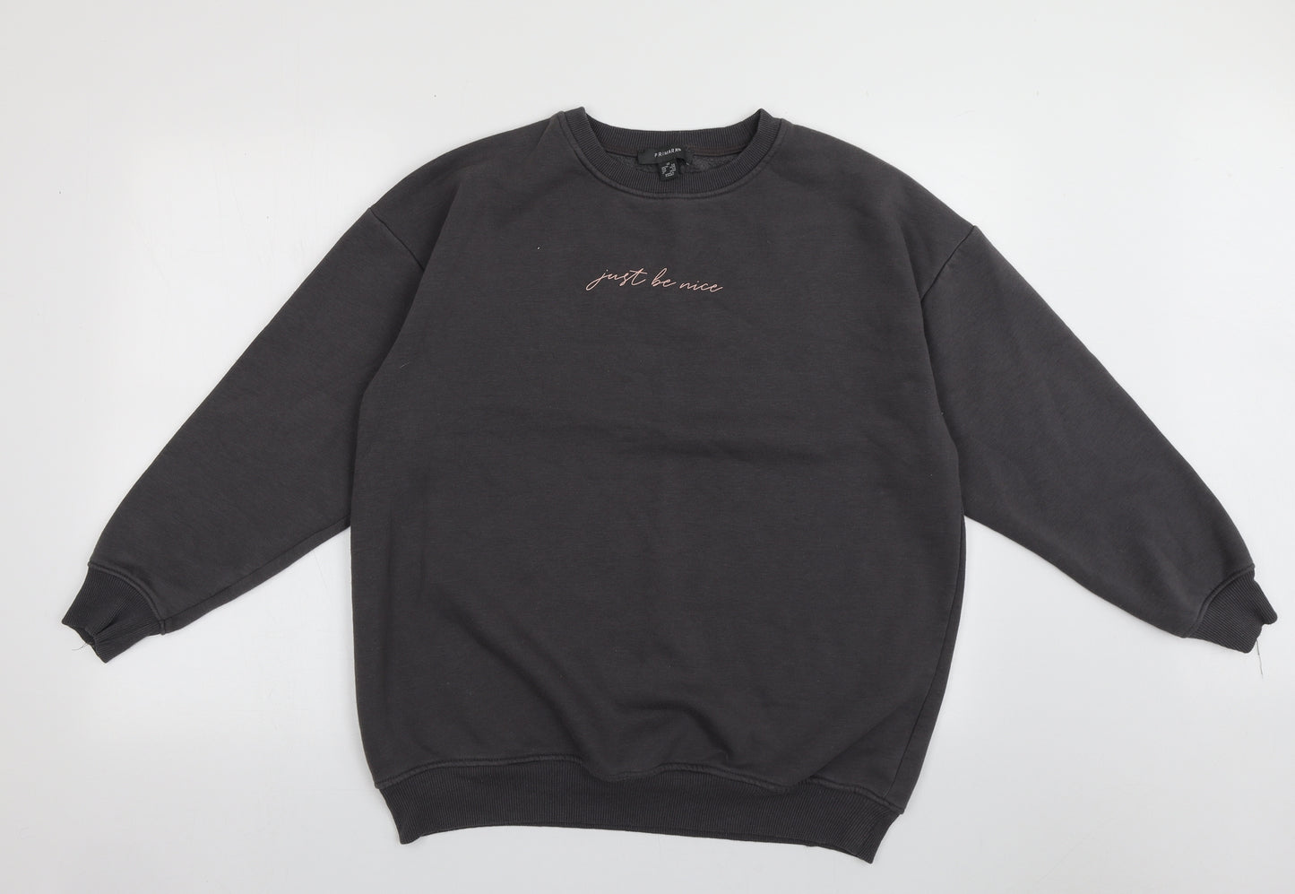 Primark Womens Grey  Cotton Pullover Sweatshirt Size XS  Pullover - just be nice