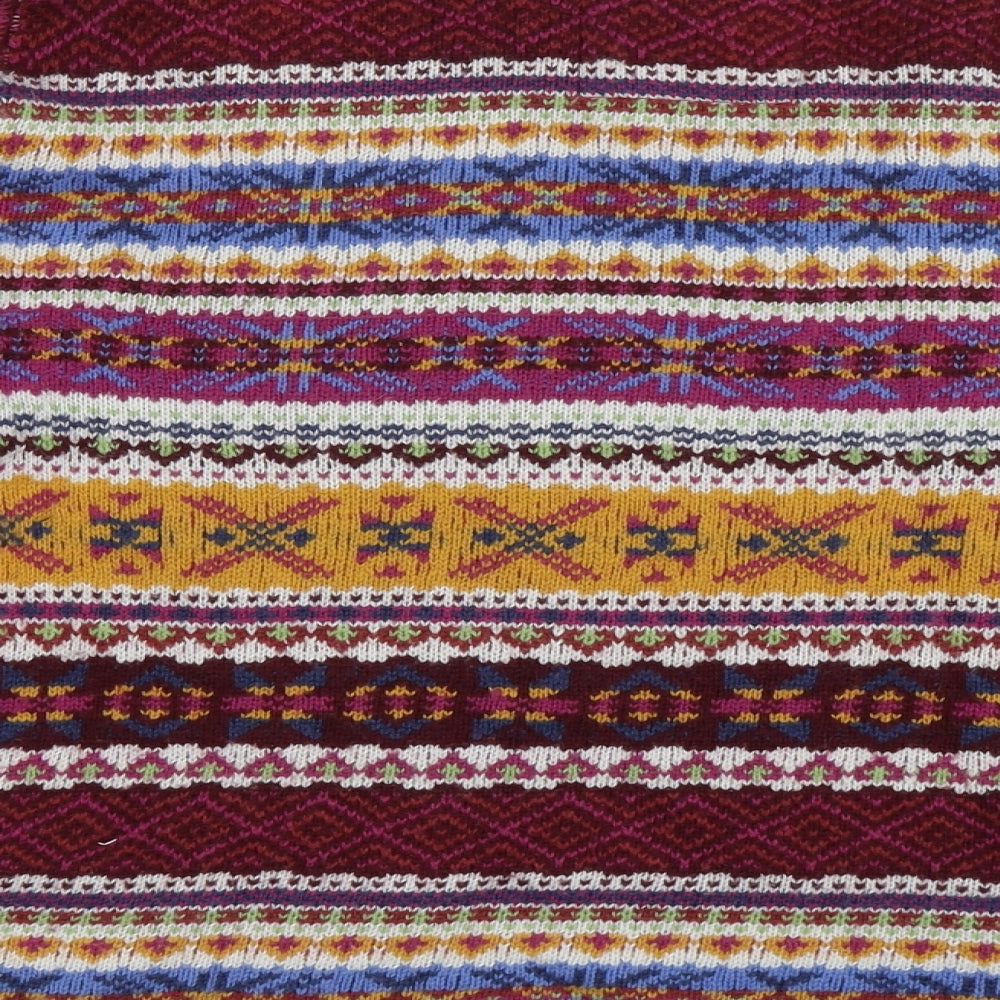 H&M Womens Purple Boat Neck Geometric Cotton Pullover Jumper Size L