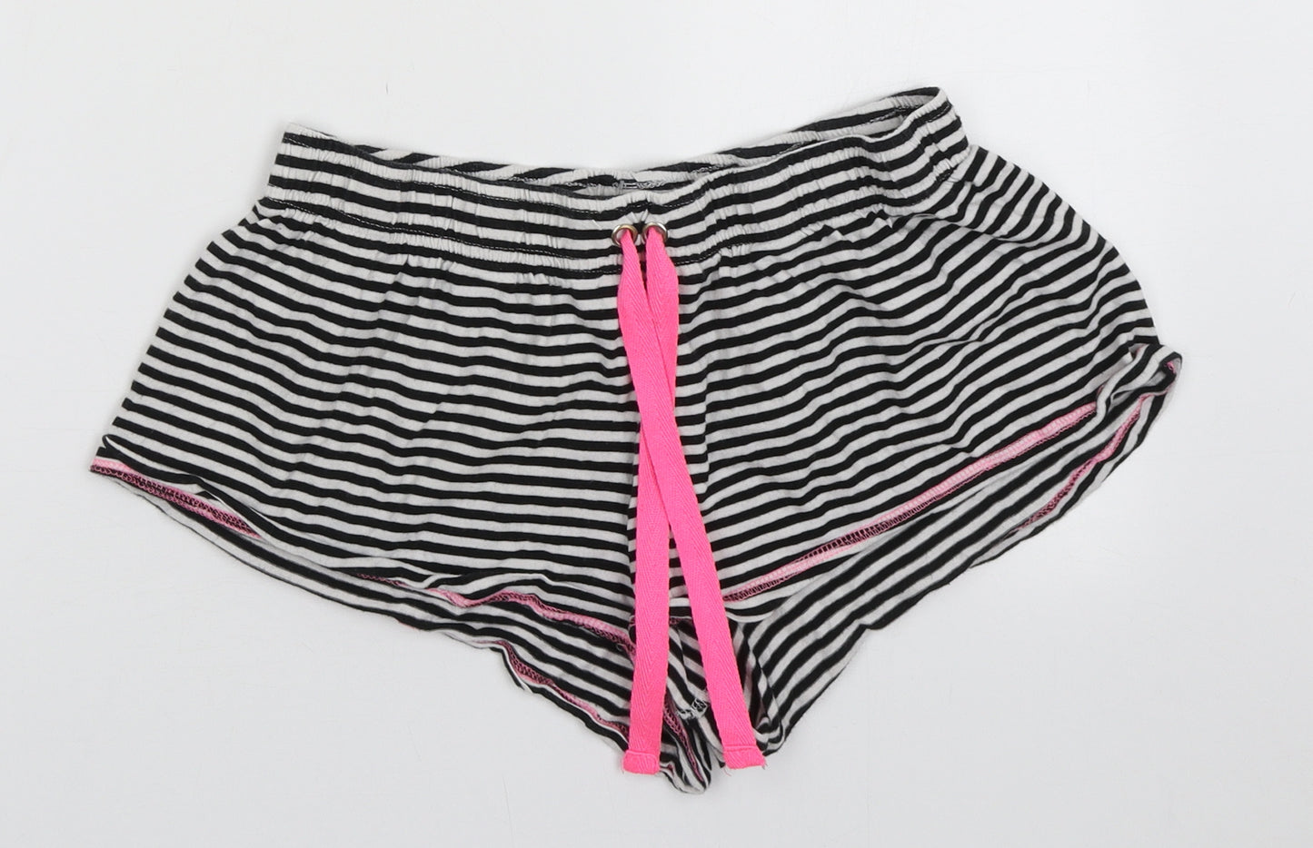 Primark Womens Black Striped Cotton  Sleep Shorts Size M  Tie
