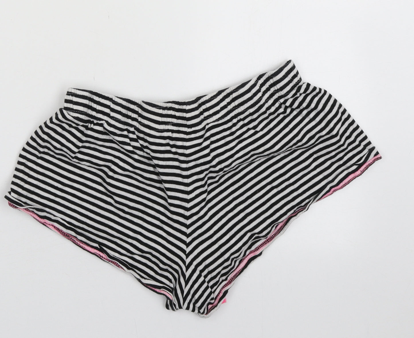 Primark Womens Black Striped Cotton  Sleep Shorts Size M  Tie