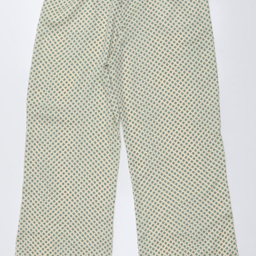 Zara Womens Yellow Geometric Polyester Trousers  Size M L32 in Regular Tie