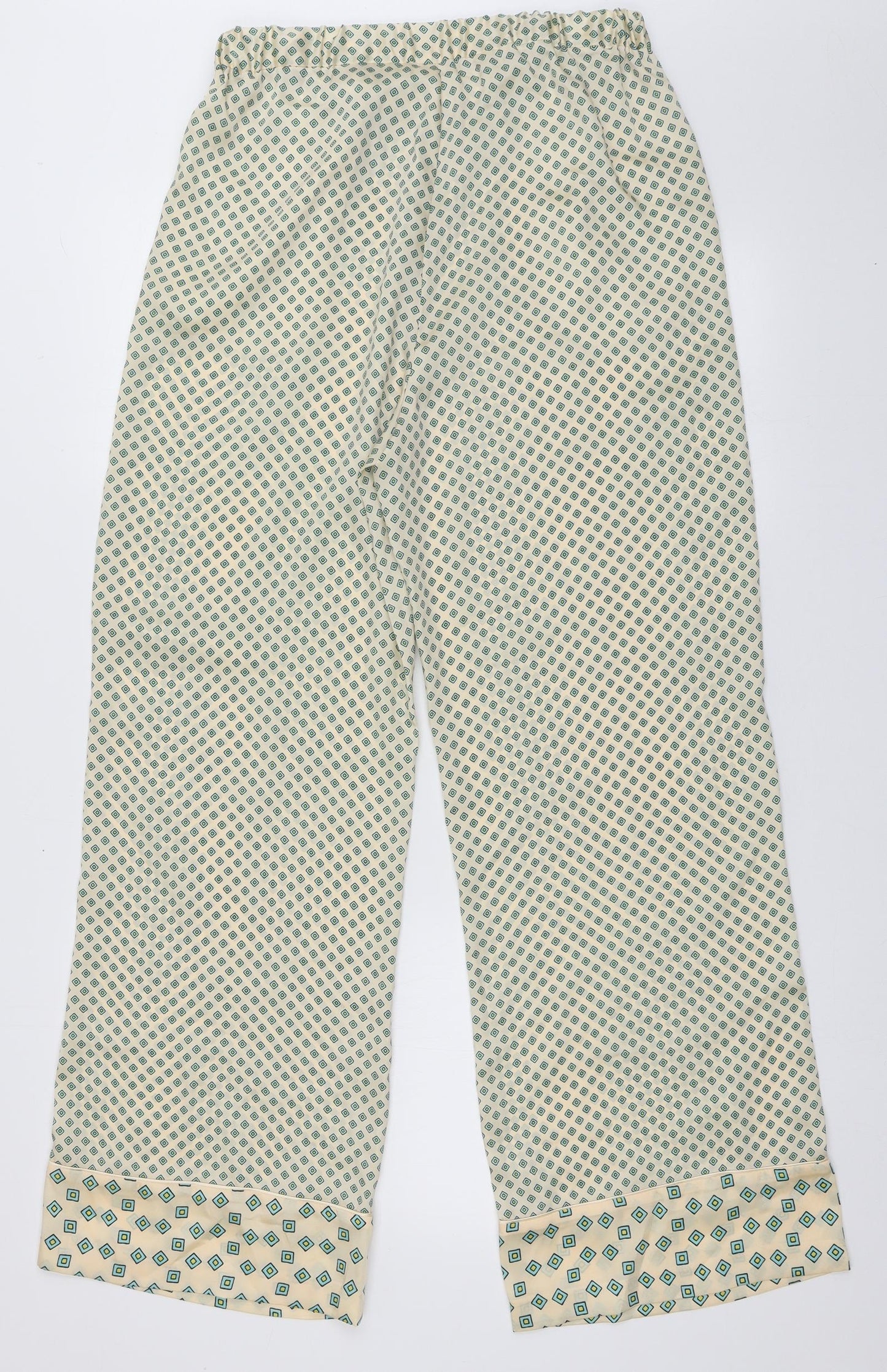 Zara Womens Yellow Geometric Polyester Trousers  Size M L32 in Regular Tie