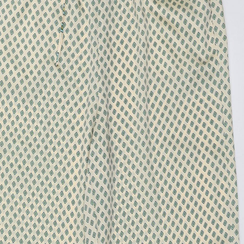 Zara Womens Yellow Geometric Polyester Trousers  Size M L32 in Regular Tie