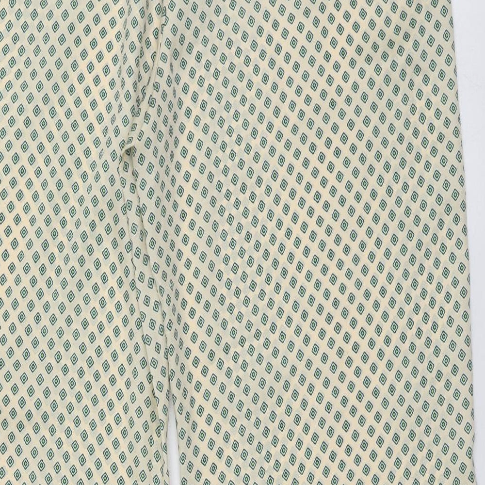 Zara Womens Yellow Geometric Polyester Trousers  Size M L32 in Regular Tie