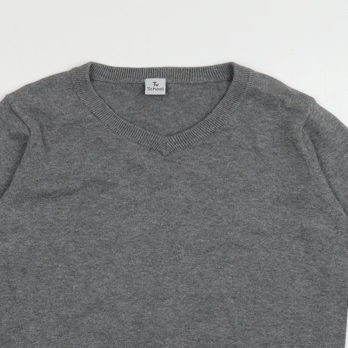 sainsburys Boys Grey V-Neck  Cotton Pullover Jumper Size 11 Years  Pullover - school wear