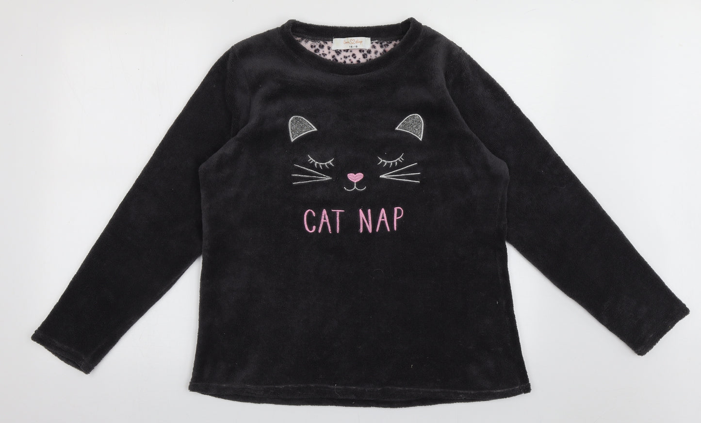 b&m Womens Grey  Polyester  Pyjama Top Size 10   - Cat Nap