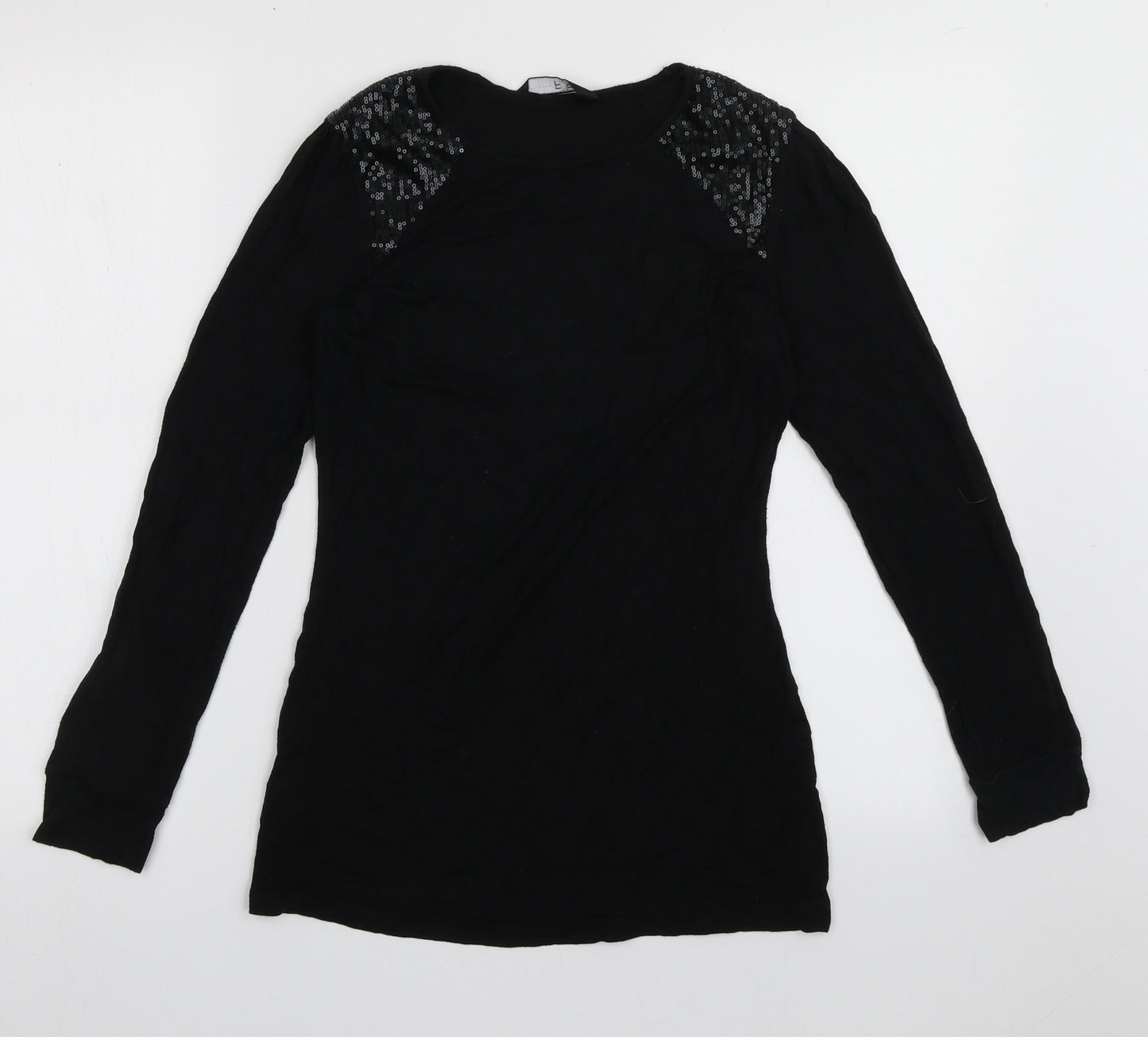 F&F Womens Black  Viscose Pullover Sweatshirt Size 10  Pullover - Sequin detail