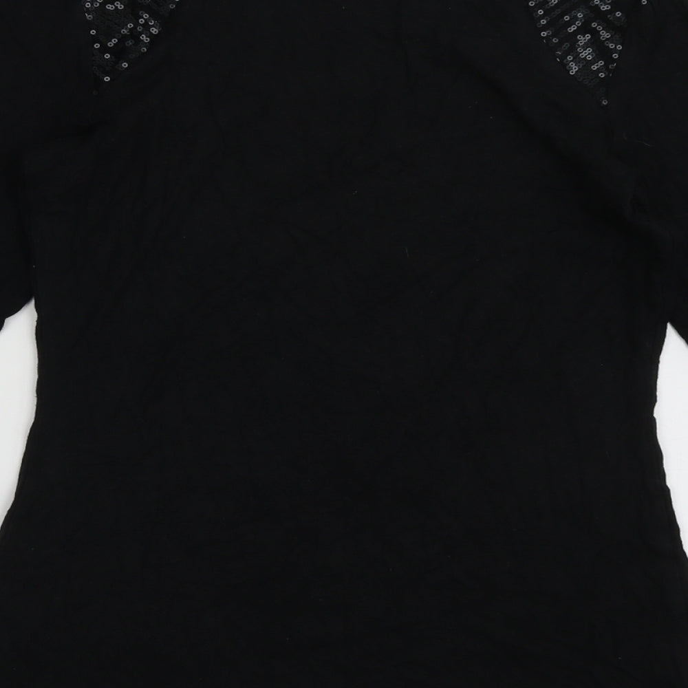 F&F Womens Black  Viscose Pullover Sweatshirt Size 10  Pullover - Sequin detail